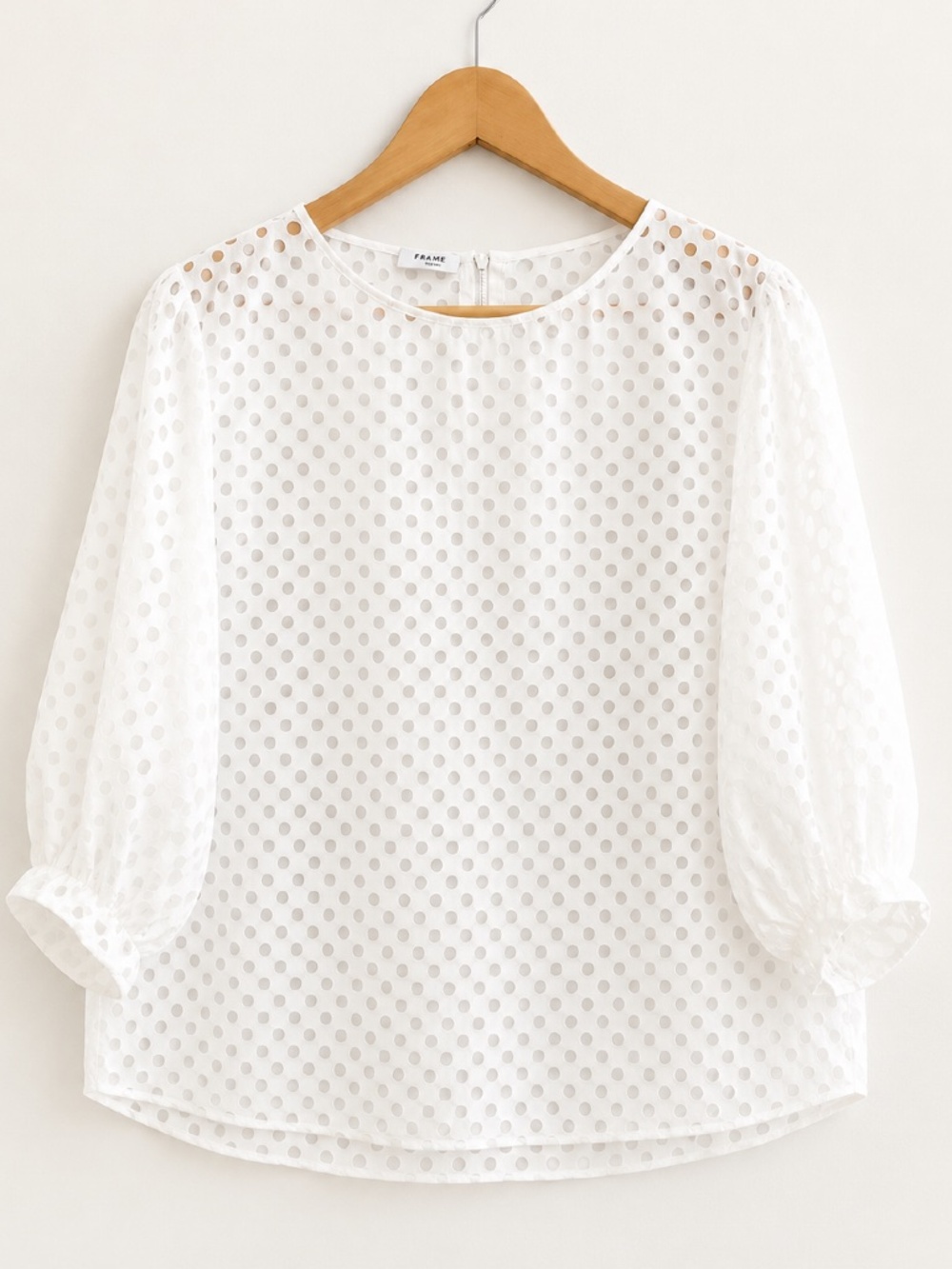 Akris Punto Sheer Polka Dot Blouse White US 6‎ / IT 42